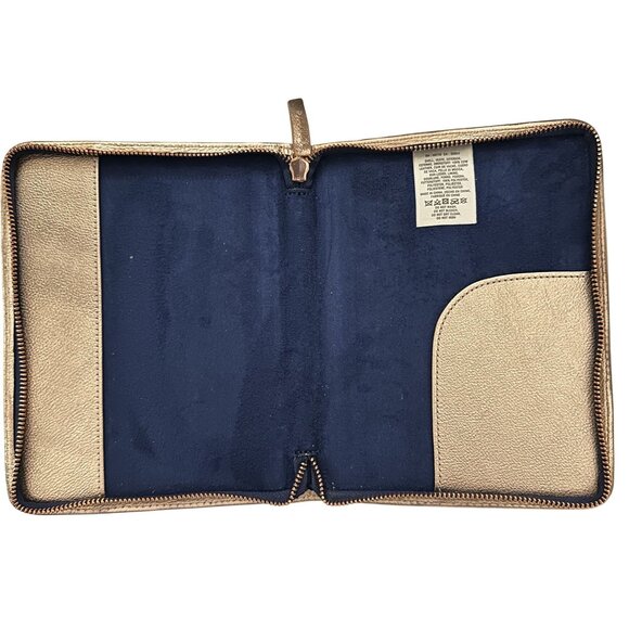 Anthropologie Leather Idiom Journal Cover Zipper Metallic Rose Gold Master Plan - Picture 5 of 5